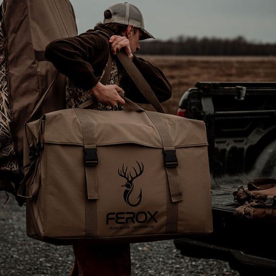 FEROX Flyway Series - Head Flocked Canada Goose Silhouette Decoys – 60 Pack &amp; Classic Khaki Bag