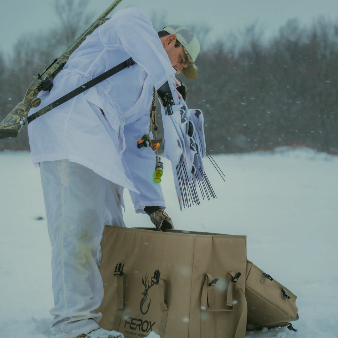 FEROX Migration Series Snow Goose Silhouette Decoys – 60 Pack & Classic Khaki Bag