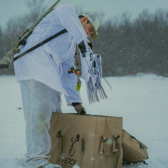 FEROX Migration Series Snow Goose Silhouette Decoys – 60 Pack & Classic Khaki Bag